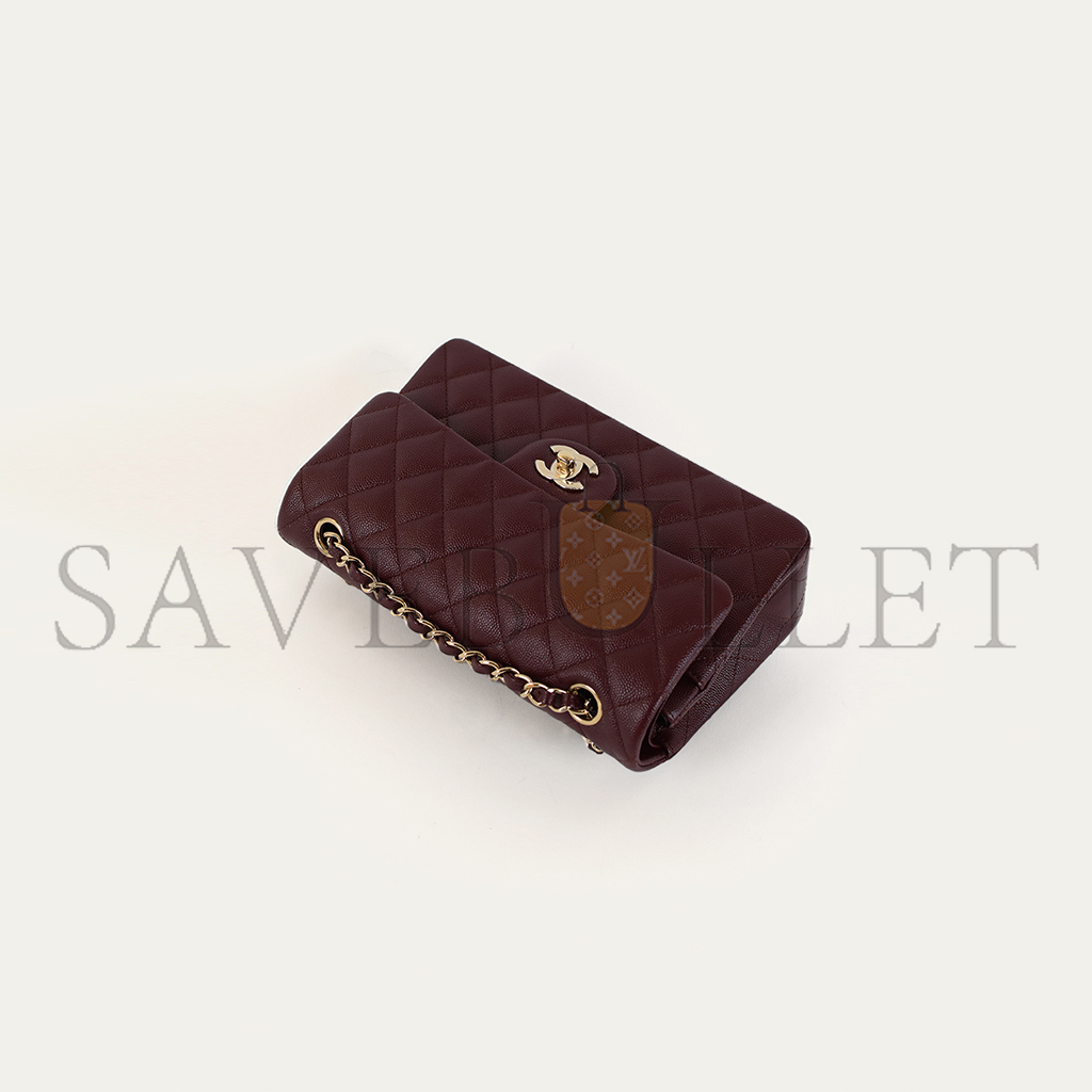 CHANEL MEDIUM FLAP BAG BURGUNDY (23*14.5*6cm) 